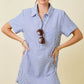Day Striped Shirt Dress- Navy