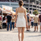 Lina Contrast Mini Dress- Cream
