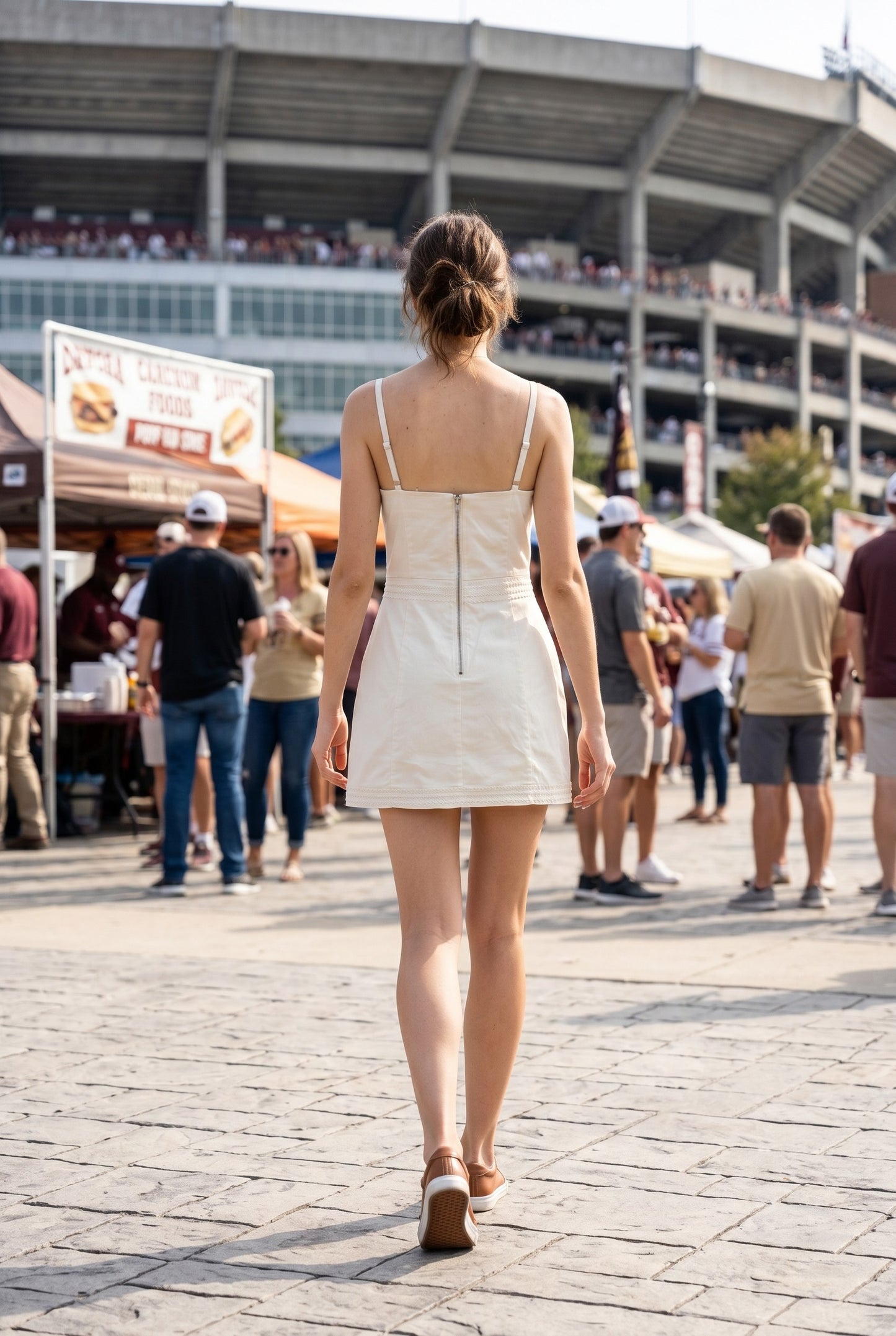 Lina Contrast Mini Dress- Cream