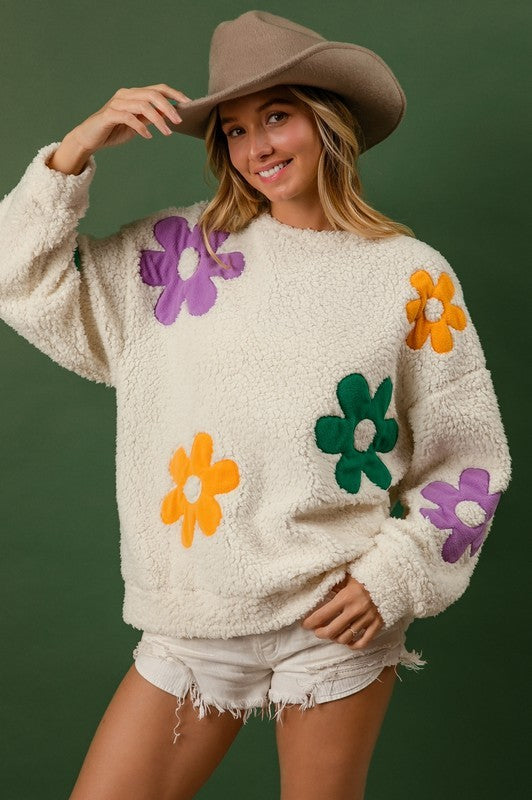 Mardi Gras Flower Fleece