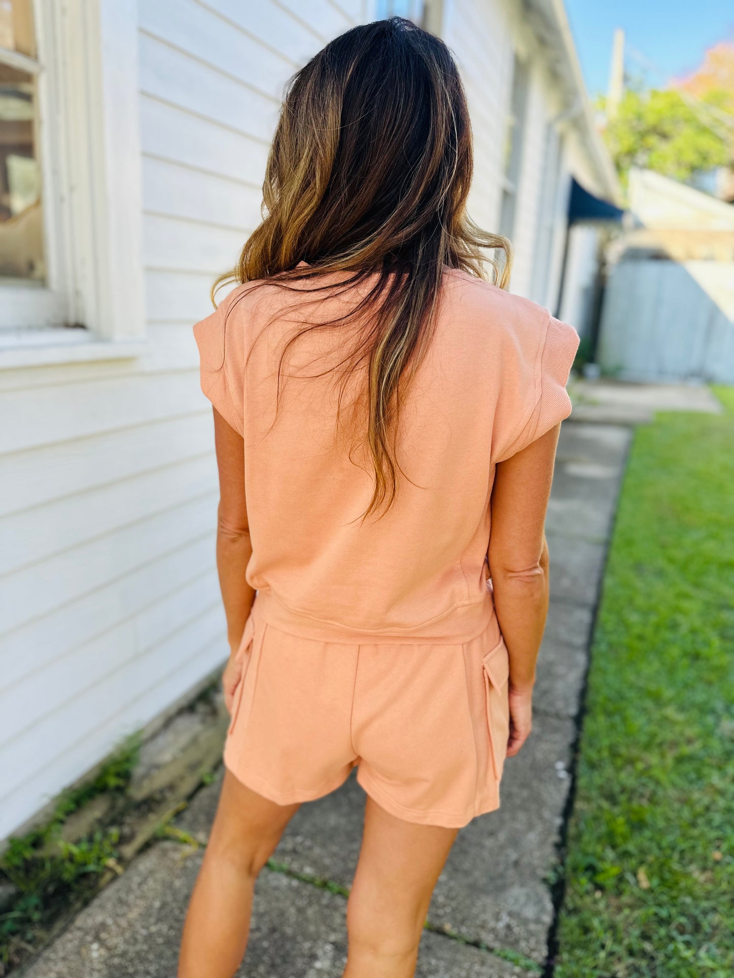 Cargo Shorts 2 piece Set- Dusty Peach