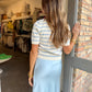 Naomi Striped Cardigan Top- Ice Blue
