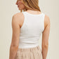 Reece Ribbed Sweater Bodysuit- White