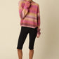 Jayne Striped Brushed Sweater- Burgundy