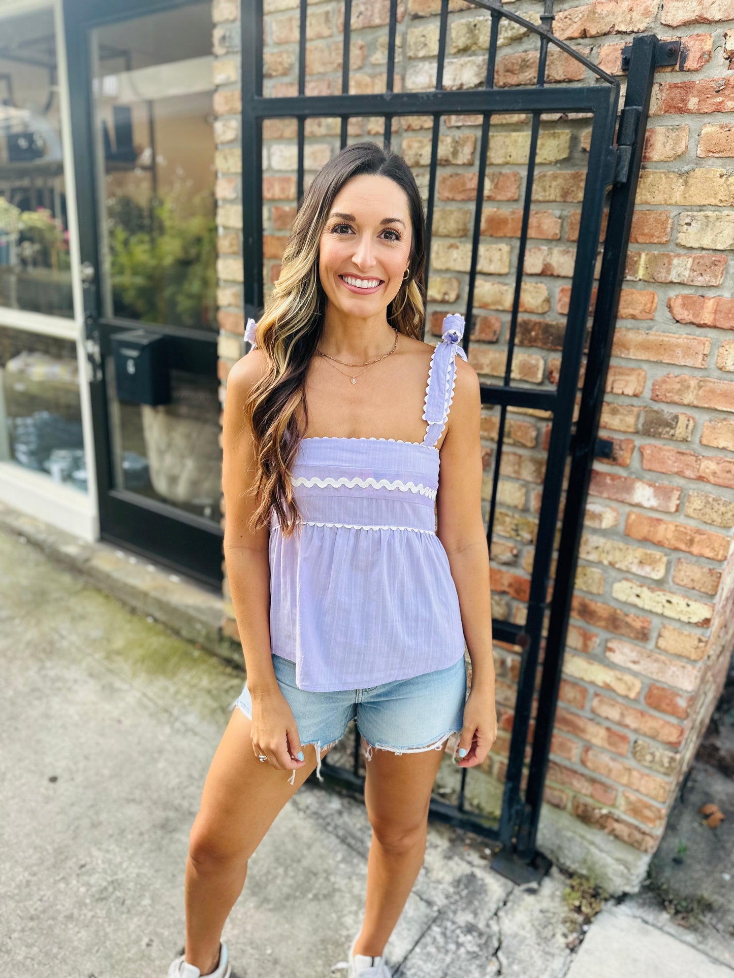 Bow Tie Scallop Top- Lavender