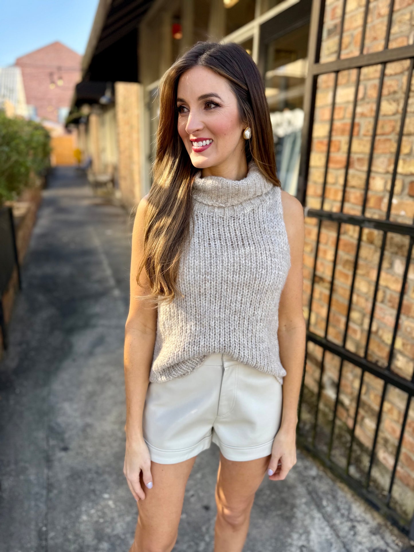 Campo Faux Leather Shorts- Cream