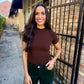 Playa SS Knit Sweater Top- Dk Chocolate