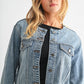 Collarless Denim Jacket