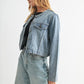 Collarless Denim Jacket
