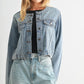 Collarless Denim Jacket
