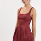 Louis Linen Square Neck Mini Dress- Brandy Brown