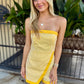 Margot Stripe Romper Wrap Overlay- Yellow/White
