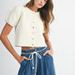 Pepita Puff Sleeve Cardigan- Ivory