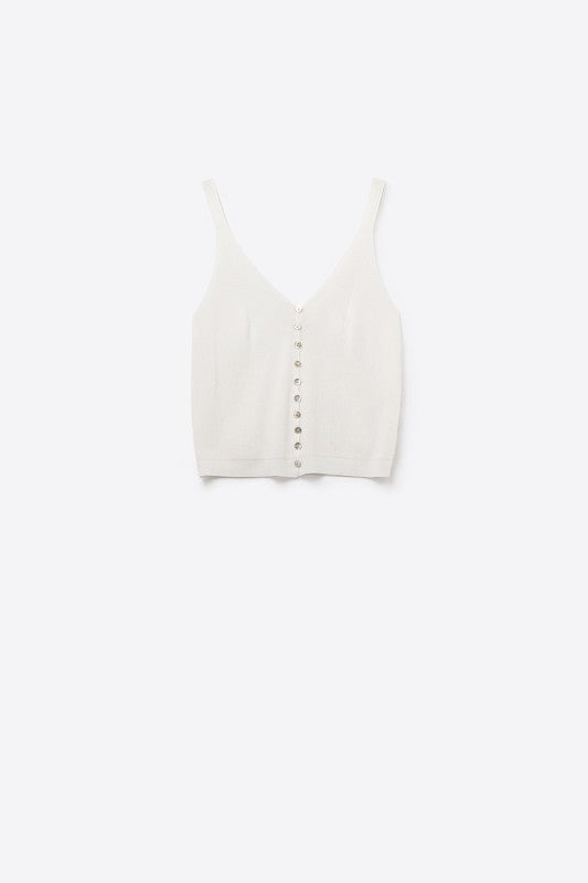 Erica Button Tank- Ivory