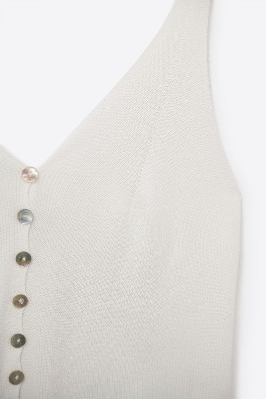 Erica Button Tank- Ivory