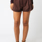 Brylee Faux Suede Shorts- Brown