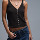 Erica Button Tank- Brown