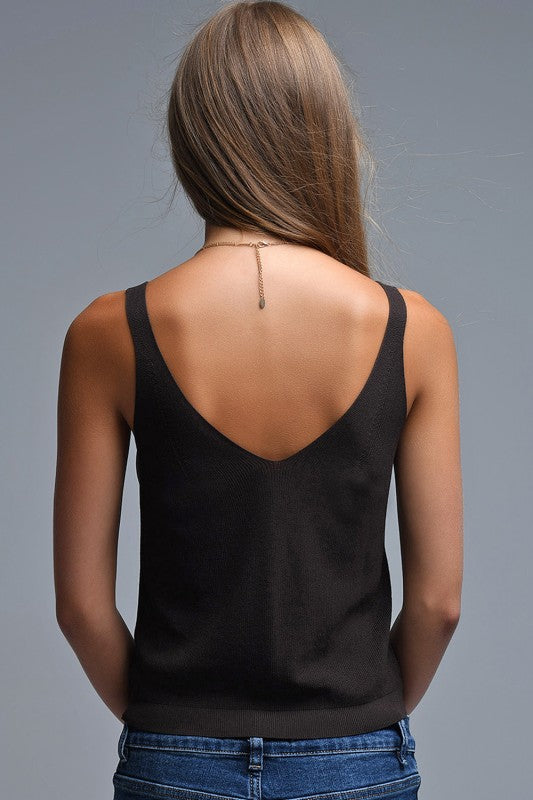 Erica Button Tank- Brown