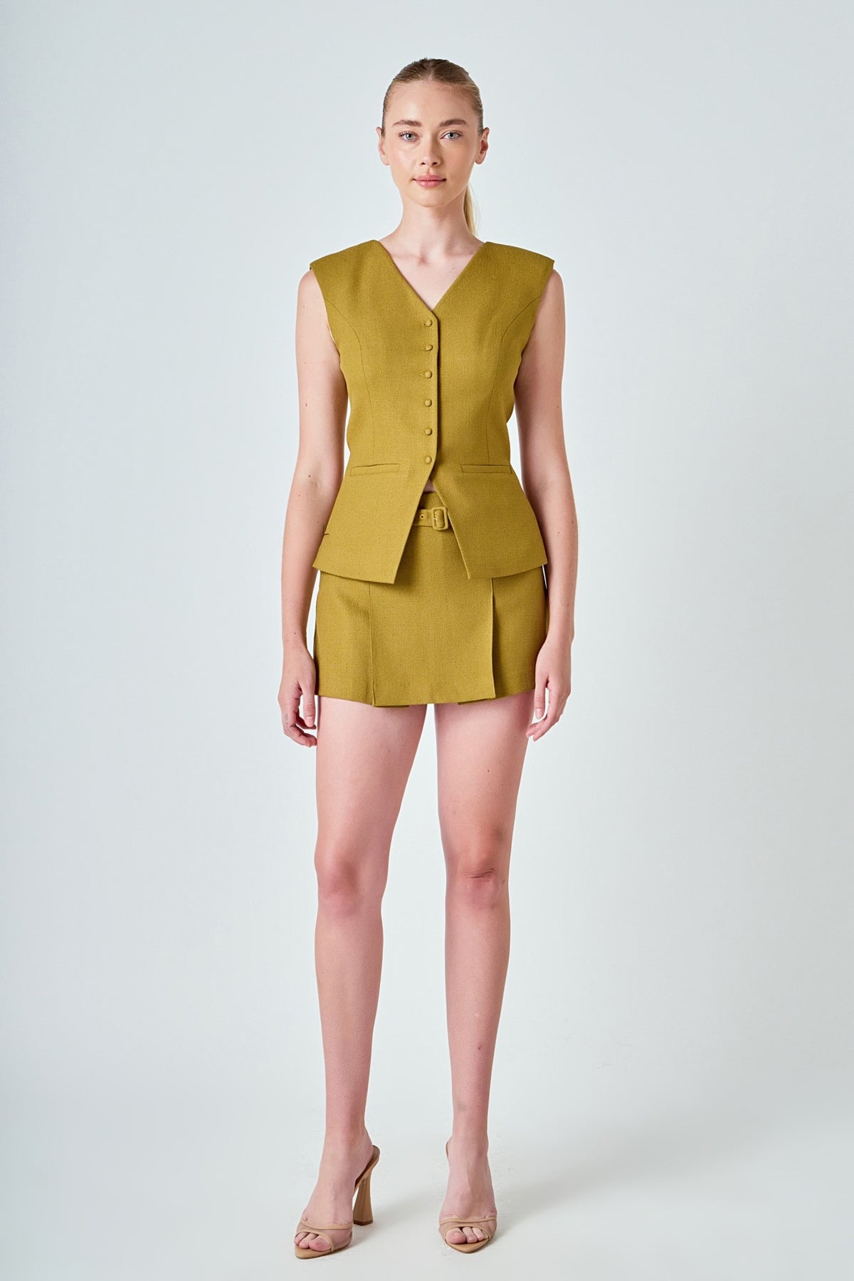 Volly Pleated Mini Skort- Olive