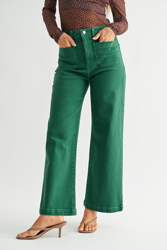 Patch Pocket Wide Leg- Green