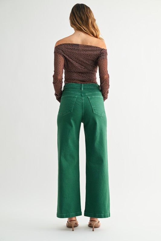 Patch Pocket Wide Leg- Green