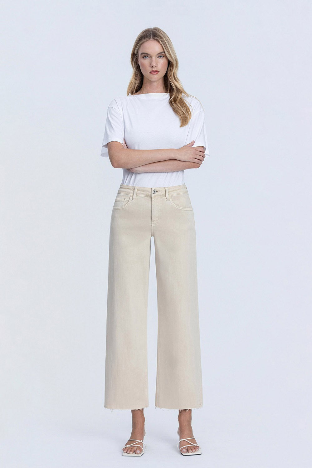 Olivia (White Swan) HR Wide Leg Jeans