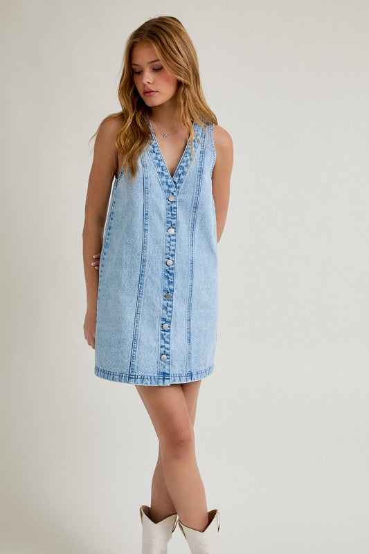 Button Down Denim Mini Dress