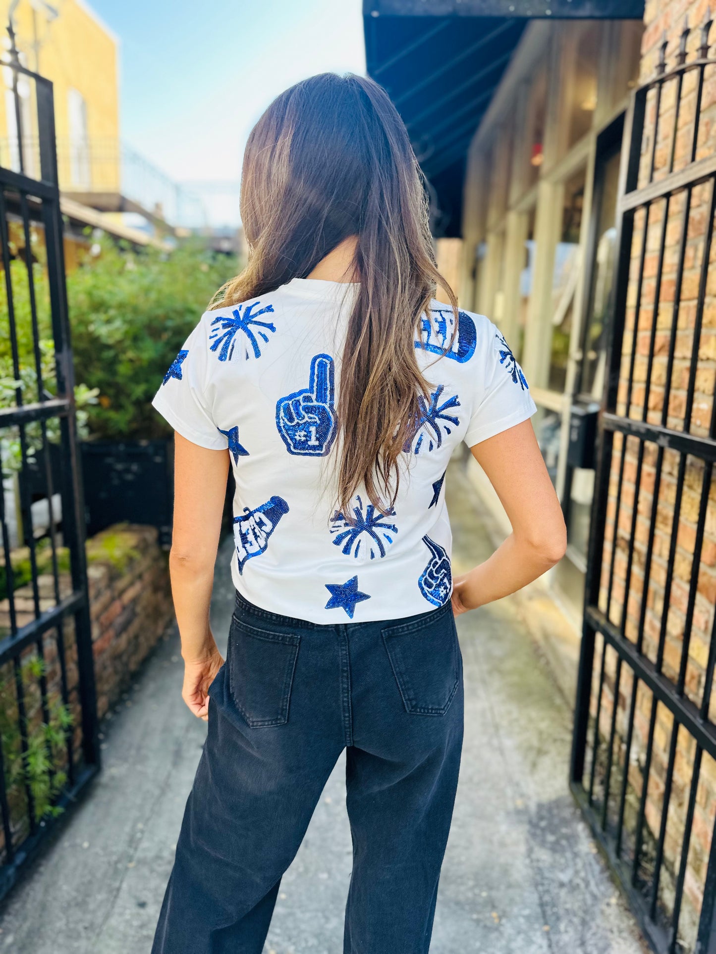 Cheer Top- Blue & White