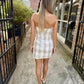 Gia Gingham Linen Mini Dress- Khaki