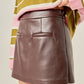 Columbia Faux Leather Skort- Dark Brown