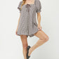 Gingham Romper- Brown