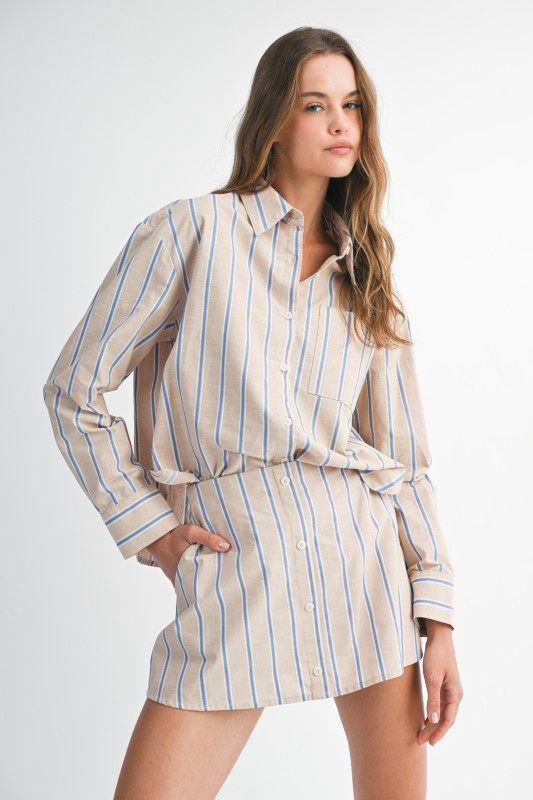 Pin Stripe 2 PC Set- Lt Taupe