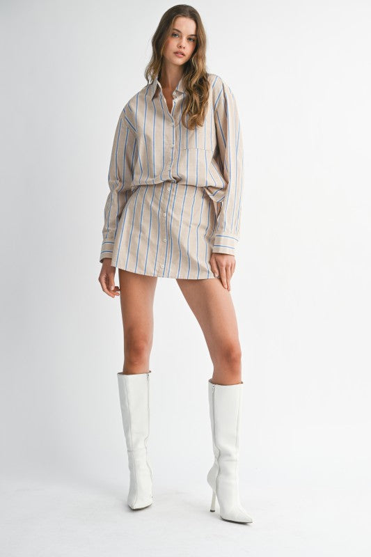 Pin Stripe 2 PC Set- Lt Taupe