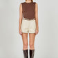 Campo Faux Leather Shorts- Cream