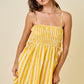 Huddle Striped Smocked Mini Dress- Butter Yellow