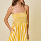 Huddle Striped Smocked Mini Dress- Butter Yellow