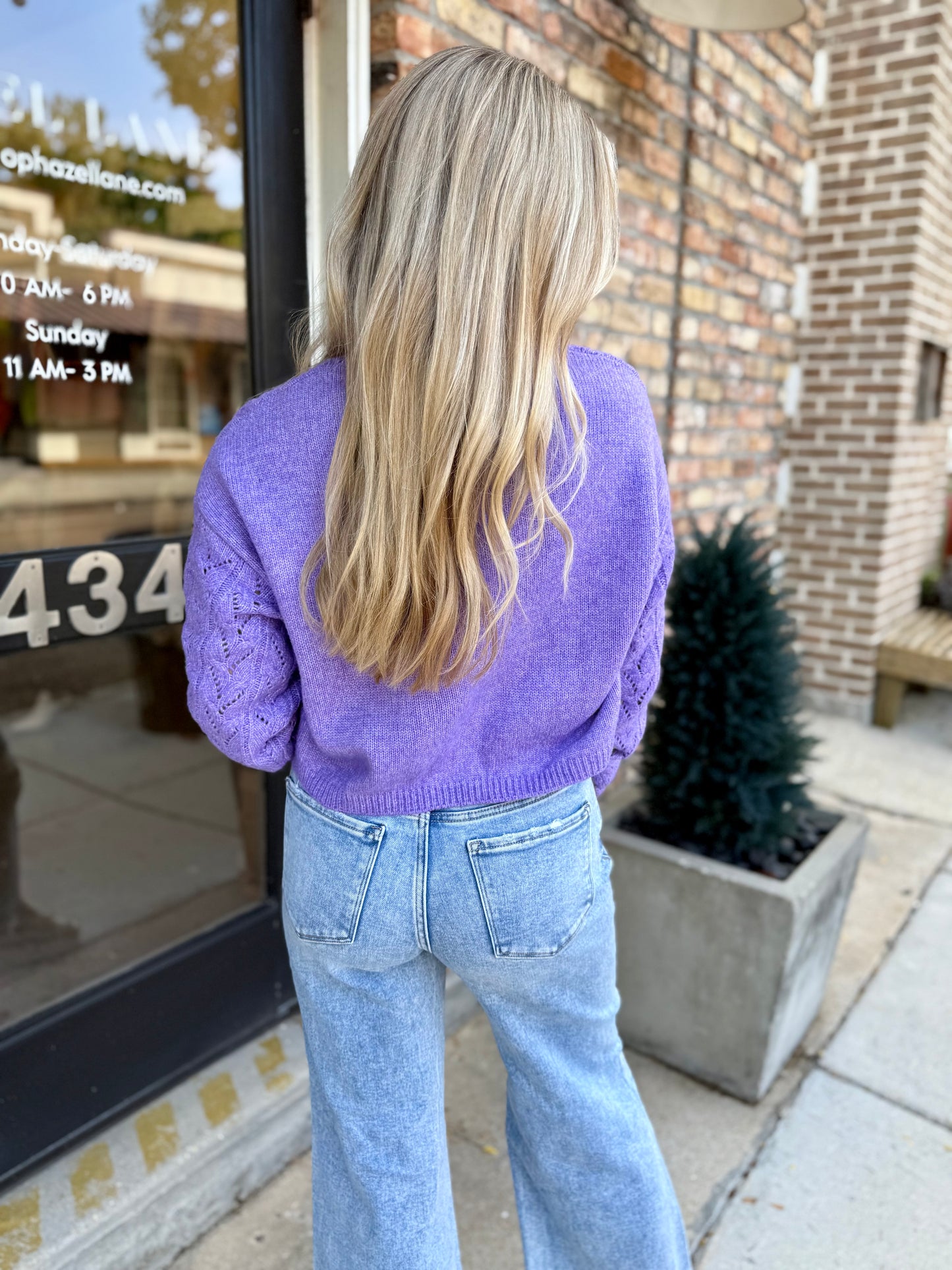 Wisteria Cable Sweater- Purple