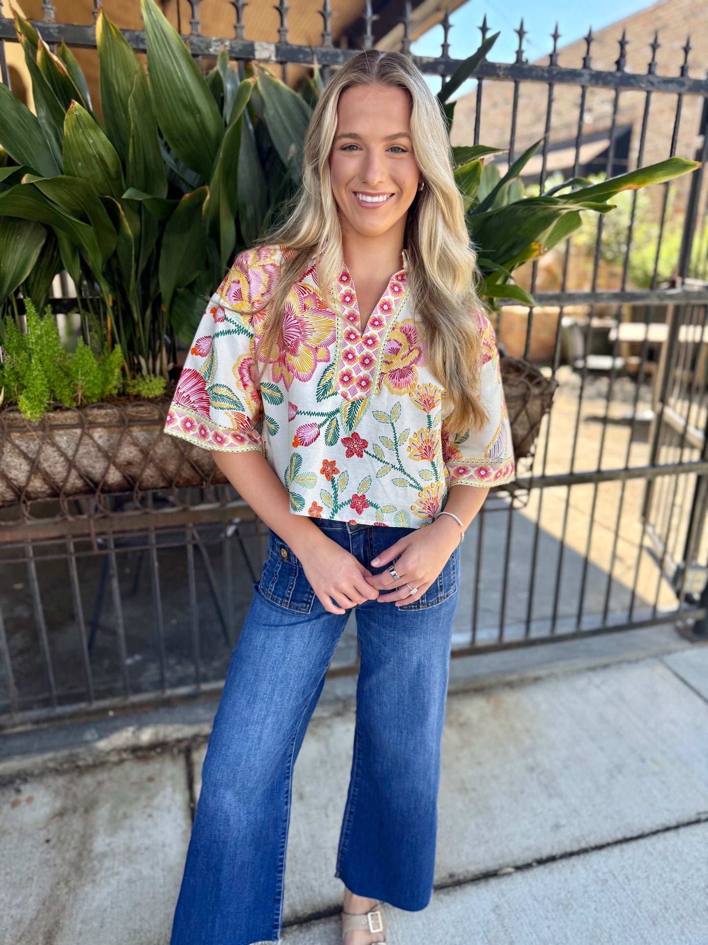 Izzy Botanical Top- Pink