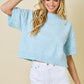 Brendan Mock Neck Sweater Top- Sky