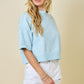 Brendan Mock Neck Sweater Top- Sky