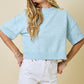 Brendan Mock Neck Sweater Top- Sky