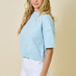 Brendan Mock Neck Sweater Top- Sky