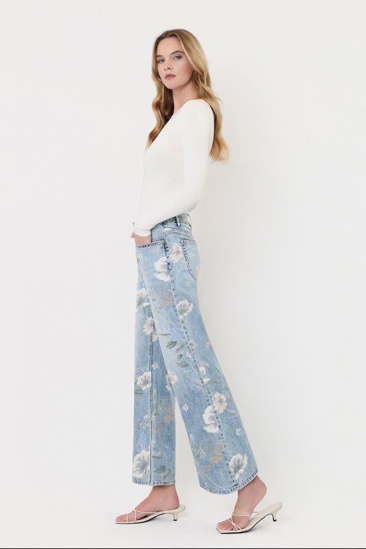 Cheryl (Floral) HR Vintage Flare Jeans