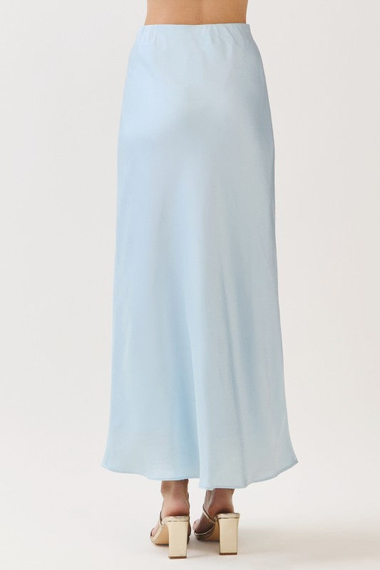 St. Germain Satin Maxi Skirt- Baby Blue