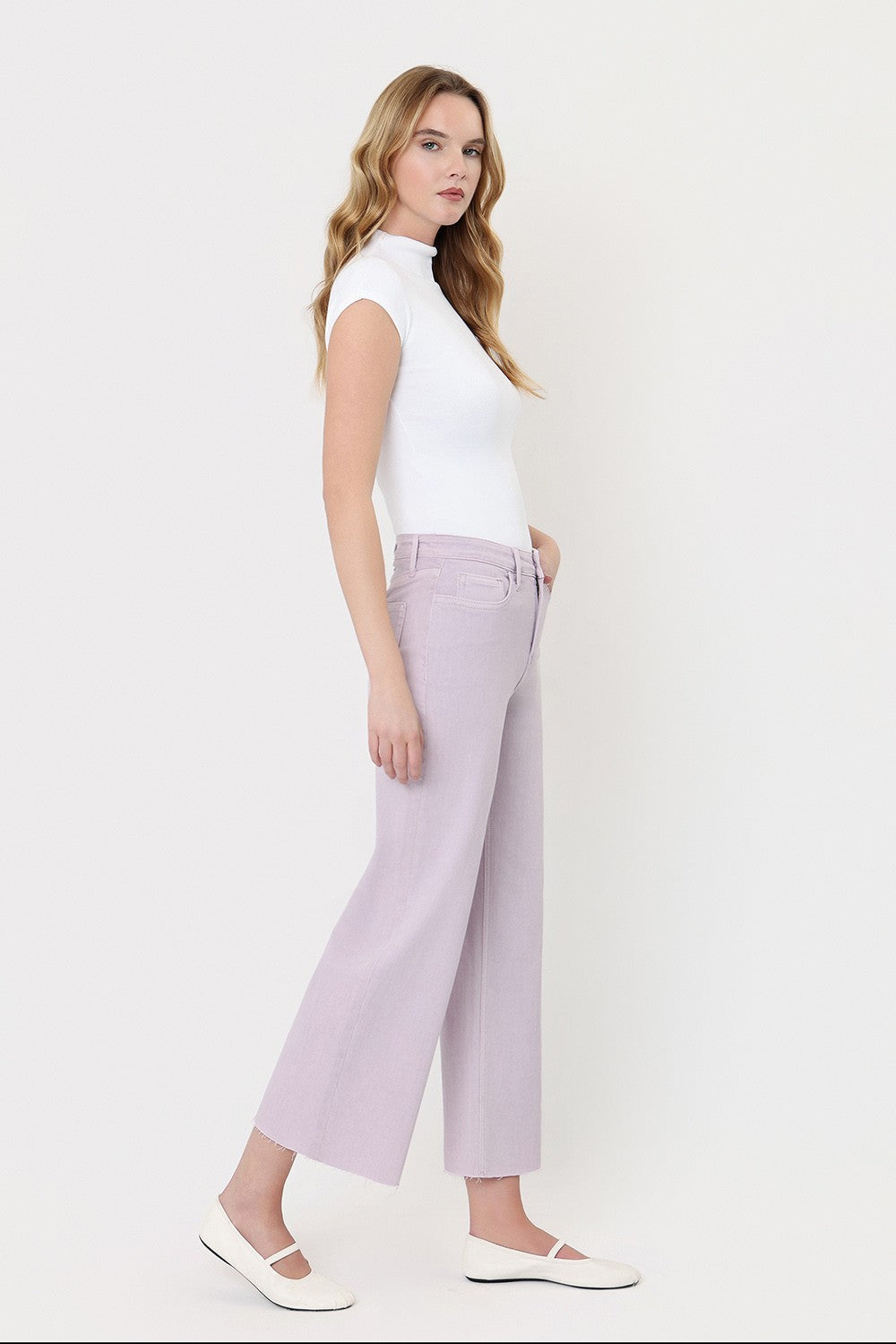 Olivia (Lavender) HR Wide Leg Denim