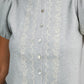 Pepita Puff Sleeve Cardigan-H. Grey Embroidered
