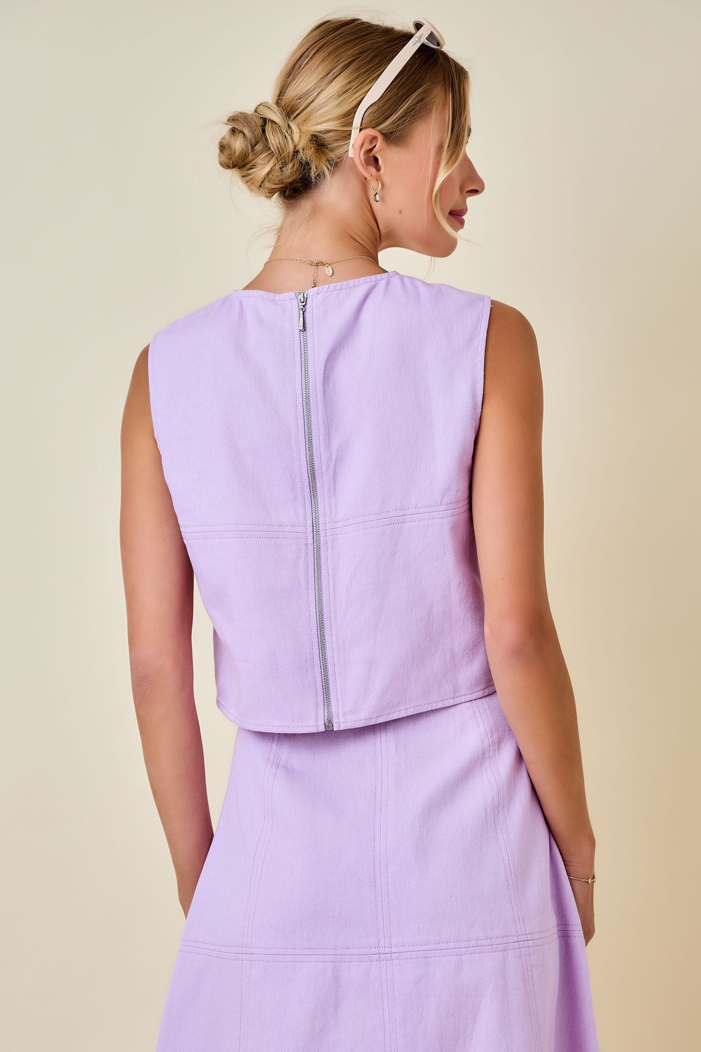 Darby Denim Top- Lavender