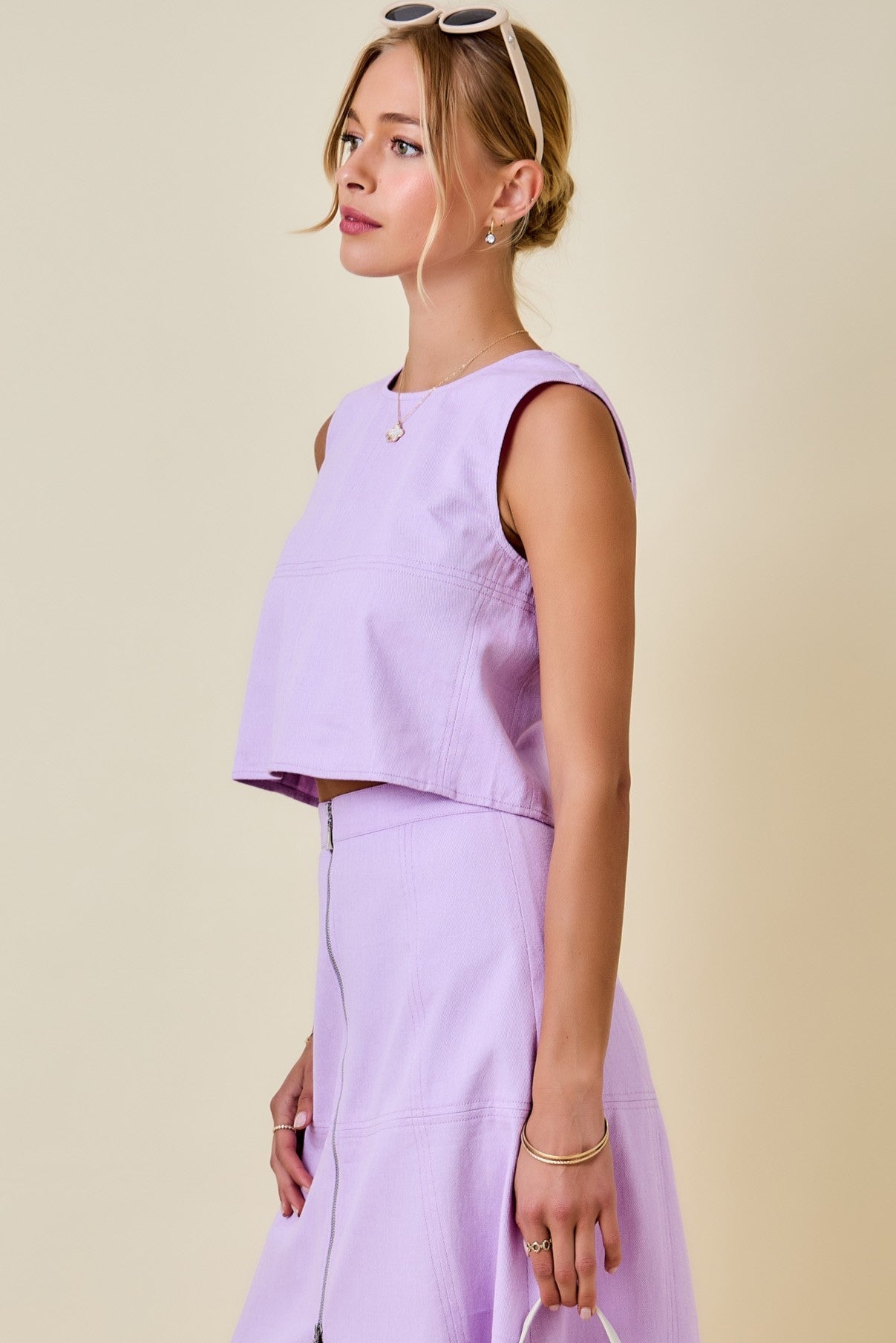 Darby Denim Top- Lavender