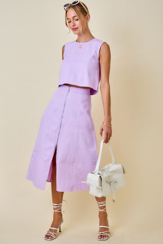 Darby Denim Top- Lavender