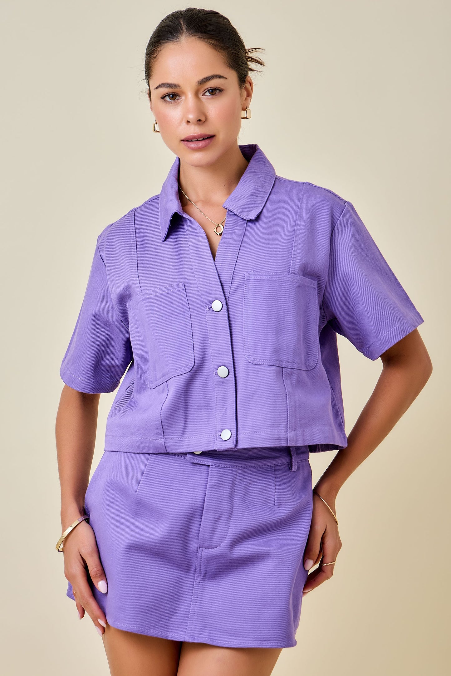 Mulkey Boxy Top- Purple